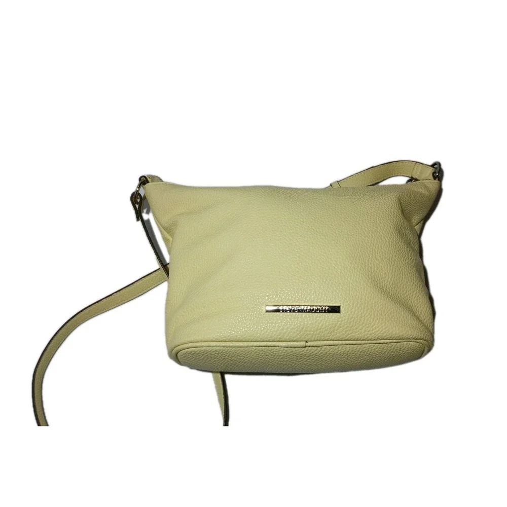 Steve Madden Crossbody Pebbled Yellow Shoulder Bag Adjustable S. Multi Zip #1260